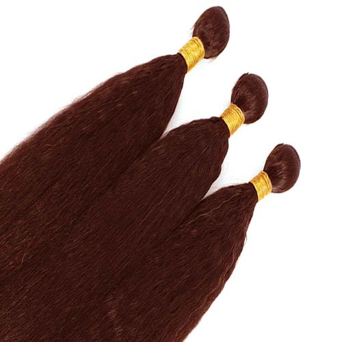 Giginger Brazilian Human Hair Bundles 18 20 22 Inch Brown Copper Red Yaki Wave 3 Bundles Human Hair Unprocessed Virgin Quick Weave Hair for Black Women