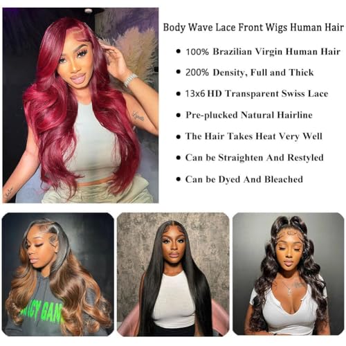 Body Wave Lace Front Wigs Human Hair 13x6 HD Lace Front Wig Human Hair Pre Plucked Body Wave Glueless Wigs Human Hair for Women (13x6 body wave, 20 INCH)