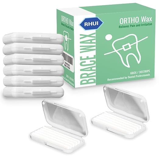 Braces Orthodontic Wax Dental Ortho Wax for Teeth Braces Invisalign, Unscented, 6 Pack