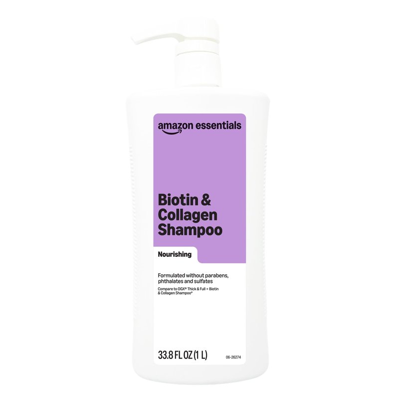 Amazon Essentials Biotin & Collagen Shampoo, Nourishing, Formulated without Sulfates, 33.8 Fl Oz, Pack of 1