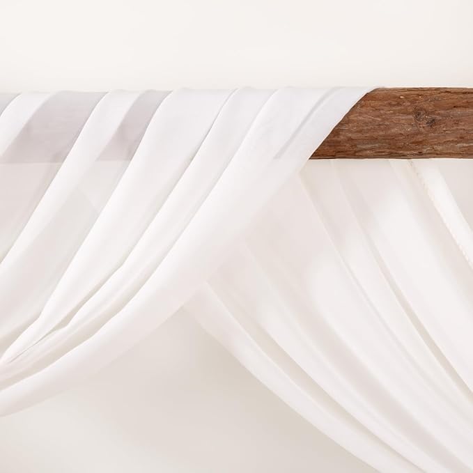 Ivory Wedding Arch Draping Fabric 30'' x 18FT Sheer Chiffon Arch Drape Backdrop 2 Panel Drapes for Easter Bridal Shower Baby Shower Photo Booth Church Decor Birthday Party Outdoor Decoration
