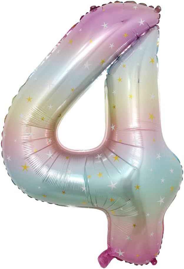 40 inch Rainbow Star Gradient Colorful Big Size Number Foil Helium Balloons Birthday Party Celebration Decoration Large globos (40 inch Rainbow Star 4)