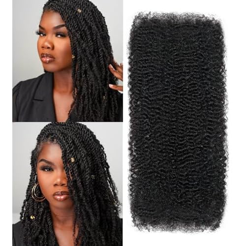 Afro Kinkys Bulk Human Hair 22 Inch for Braiding Afro Kinky-Curly Human Hair Bulk For Mini Twist, Repair Locs Hair Bulk Human Braiding Hair for Micro Dreadlocs Extensions(1B,35g/pack)