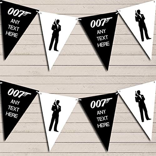 James Bond Black & White Personalized Birthday Party Bunting - Hanging Party Decoration - Birthday Party Banner Garland | Decorative Party Supplies