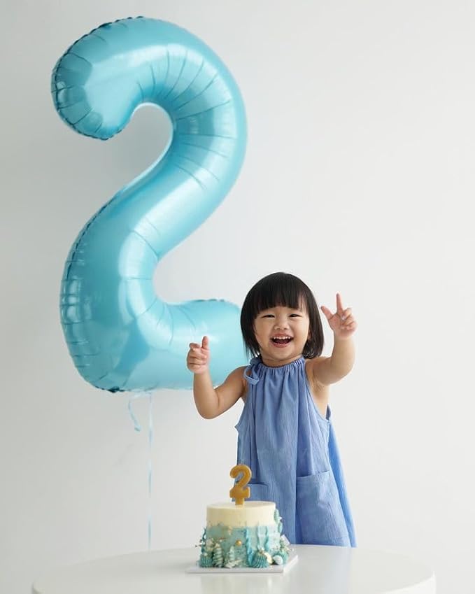 Pearlescent Blue Number 4 Balloon 40 Inch, 4 Balloon Number, 4th Birthday Decorations, Pearlescent Blue Party Supplies for Boys Girls