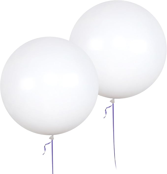 AZOWA 24 Inch White Balloon 10 Large Latex Balloons for Party Wedding Birthday Baby Shower Decoration (White, 10 Pcs)