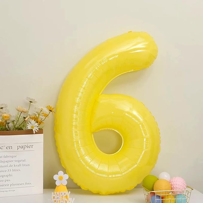 40 inch Yellow Number Balloon Giant Foil Helium Balloons Number 6 Balloon for 6th Birthday Party Decorations