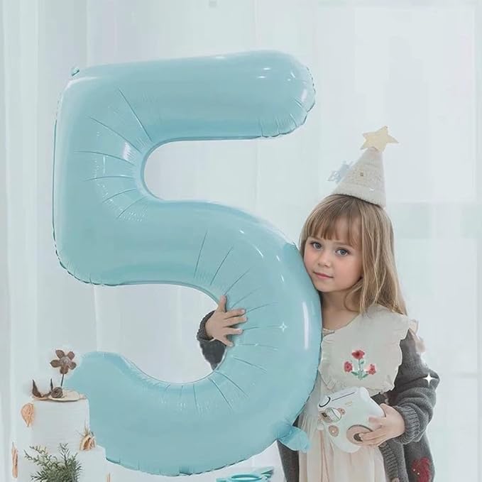 40 Inch Matte Blue 7 Number Balloons Light Blue Number 7 Foil Balloon Mylar Helium Balloon for Birthday Party Decoration Wedding Anniversary Supplies (Number 7)