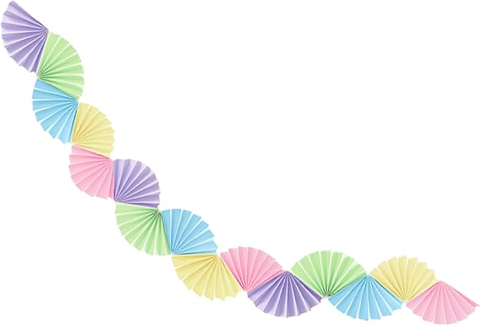 Macaron Paper Fan Garland - Paper Fan Garland Party Decorations - Perfect for Birthday Parties, Holiday Decorations, Family Gatherings, Weddings and More (Macaron)