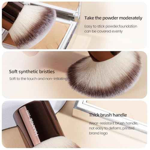 MAANGE 20 PCS Foundation Makeup Brush Set, Double-ended Kabuki Contour Brush for Liquid Powder Concealer Blending Blush Face Makeup Tools (Coffee)