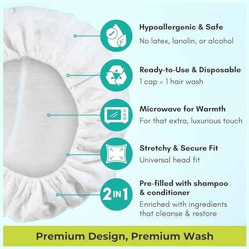 No Water Rinse Free Shampoo Cap by Nurture | Microwavable Hair Washing & Conditioning Shower Caps | Waterless Bathing | Disposable & Hypoallergenic for Adults, Bedridden & Elderly