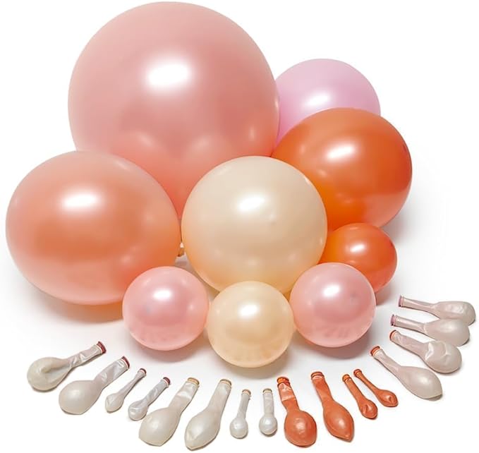 Pink Orange Balloons Double Stuffed Pearl Balloon Arch Latex Rose Light Pink Nude Balloon Garland for Birthday Baby Shower Wildflower Wedding Bridal Shower Warmful Home Party Decoration