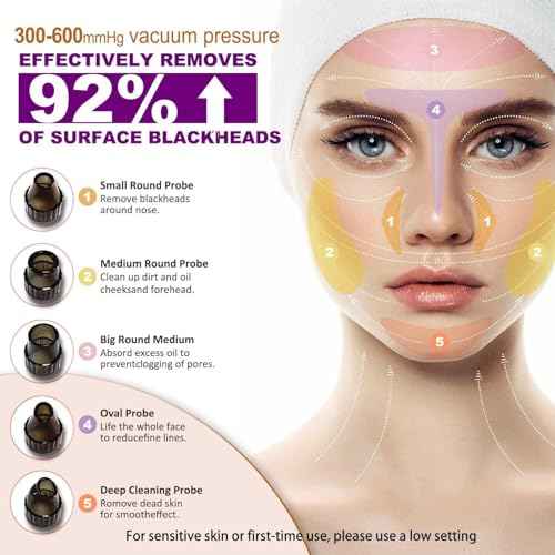Blackhead Remover Vacuum with Heating, Blackhead Extractor 3 Adjustable Suction Levels 9 Modes, Pore Vacuum Blackhead Suction Remover, Comedone Extractor Kit for Deep Pore Cleaning (Golden)