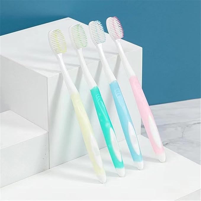 Soft Toothbrushes with Box (Regular Size Head), Periodontist Design Tapered Bristles for Sensitive Teeth & Receding Gums (5 Pack, Colors May Vary)