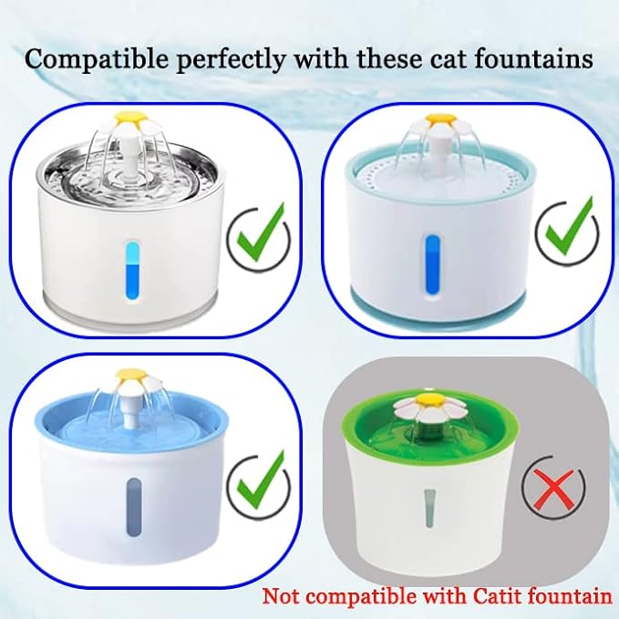 12/16 Pack Cat Water Fountain Filters, Cirfifth Triple Filtration System Pet Cat Fountain Filter Replacement for 84oz/2.5L Automatic Cat Fountain (12 Pack)
