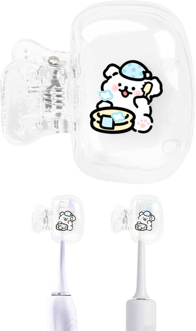 Upgrade Travel Toothbrush Head Covers Toothbrush Protector Cap Brush Pod Case Protective Portable Plastic Clip for Household Travel, Bathroom, School, Camping, Business (E, 4 Pack)