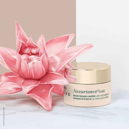 Nuxe Nuxuriance Gold Radiance Eye Balm, Anti-Aging, Firming Eye Contour Hydration with Hyaluronic Acid & Botanical Extracts, 0.51 Fl Oz
