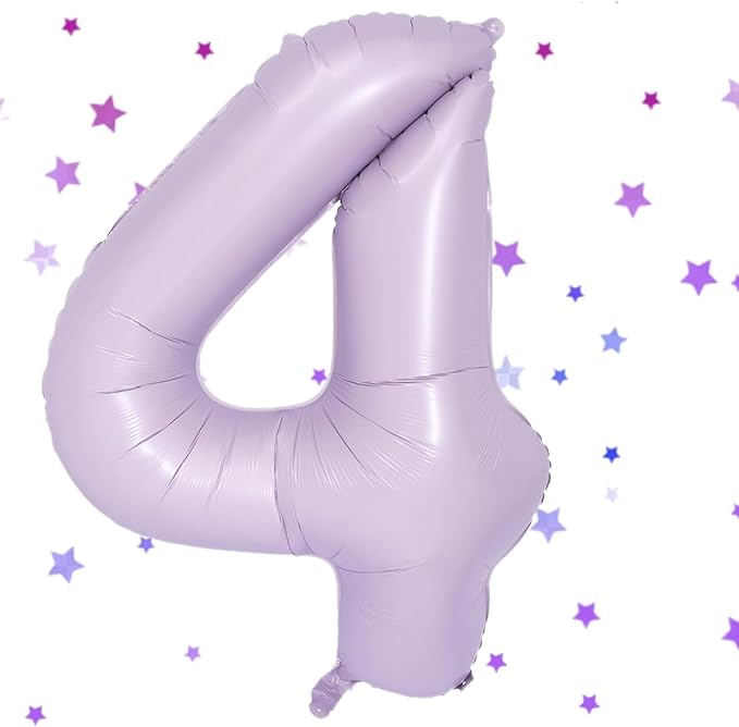40 Inch Purple Number Balloons Light Purple 4 Balloon Matte Purple Birthday Balloons 0-9 Birthday Wedding Party digital Decorations (Number 4)