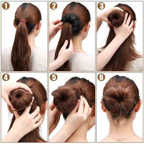4 Pcs Satin Hair Bun Donut Satin Hair Bun Maker Dark Retain Moisture Easy to Style for Women Ladies Military Ballet and Business(Black)