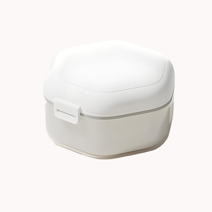 Double-layer Invisible Braces Orthodontic Retainer Storage Box,Retainer Case,Mouth Guard Case,Portable Denture Storage Washable Box with Hook,BPA-Free Teeth Whitening Storage Box (white)