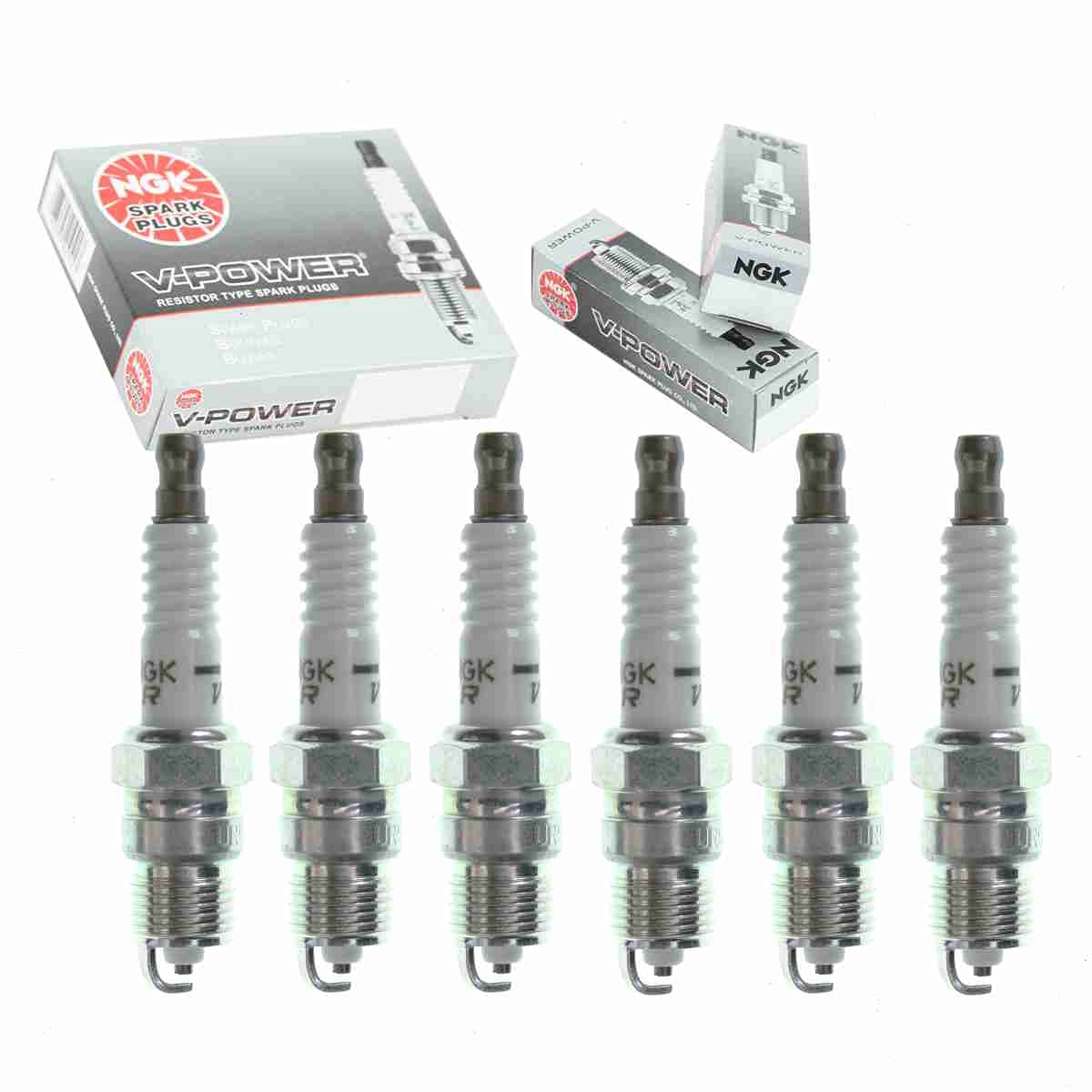 6 pc NGK V-Power Spark Plugs compatible with Chevrolet S10 2.8L 4.3L V6 1982-1995
