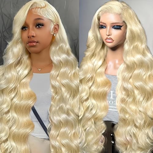 613 13x4 Lace Front Wig Human Hair 200 Density 22 Inch Body Wave Blonde HD Lace Front Wigs Human Hair Pre Plucked with Melted Hairline Tiny Knots Soft Texture Tangle Free Shedding Free Triple Lifespan