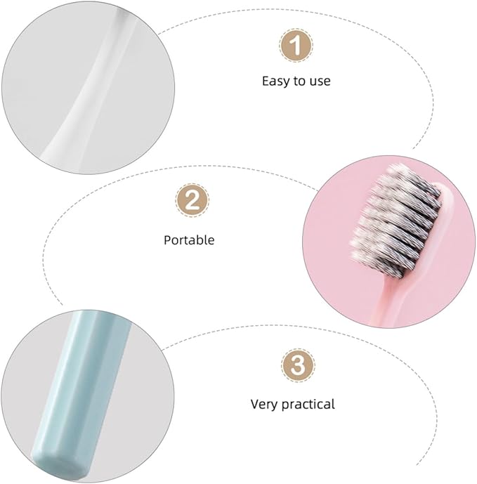 VILLCASE Soft-Bristle Toothbrush Set 3pcs, Ultra-fine Spiral Bristles, Manual Toothbrush for Adults, Personal Oral Care for Daily Use