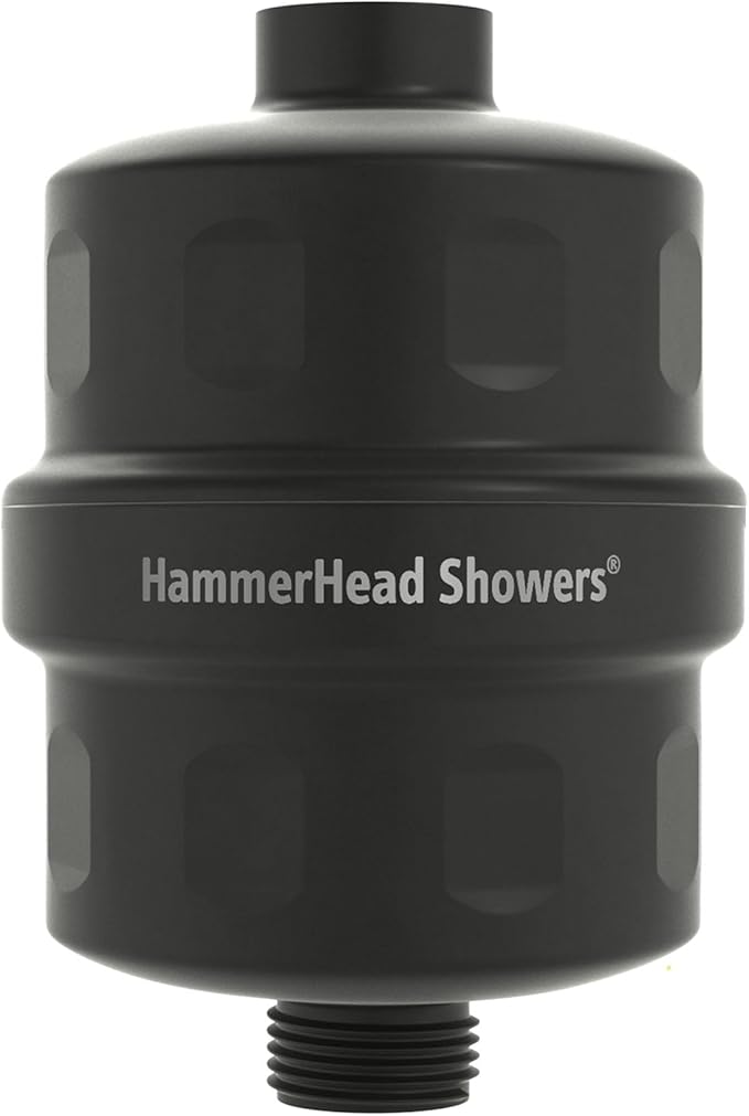 HammerHead Showers® Solid Metal Shower Head Filter – KDF 55 Shower Filter, High Pressure Universal Shower Filters to Remove Toxic Chemicals – Removes Chlorine and Heavy Metals – Matte Black