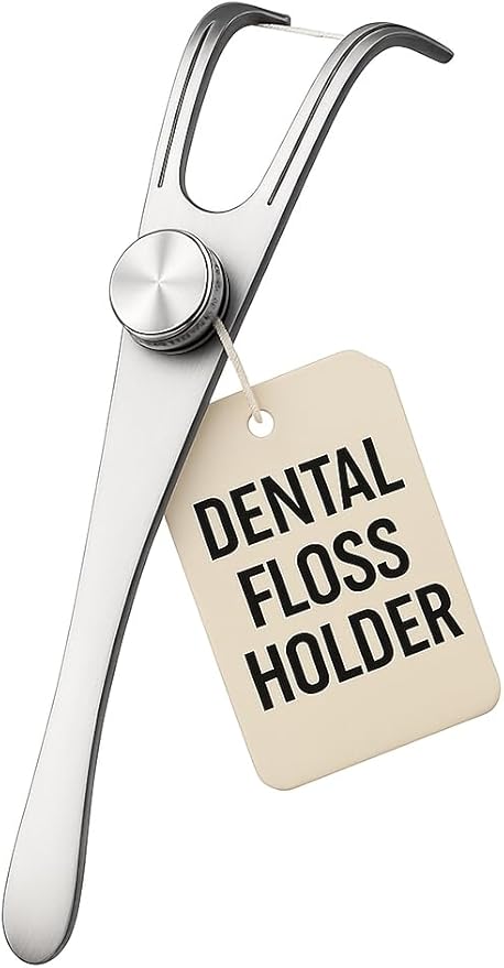 Dental Floss Holder, Refillable & Reusable Floss Pick - Dental Floss Handle - Stainless Steel Dental Floss Holder. Durable Reusable Flosser - One Pack