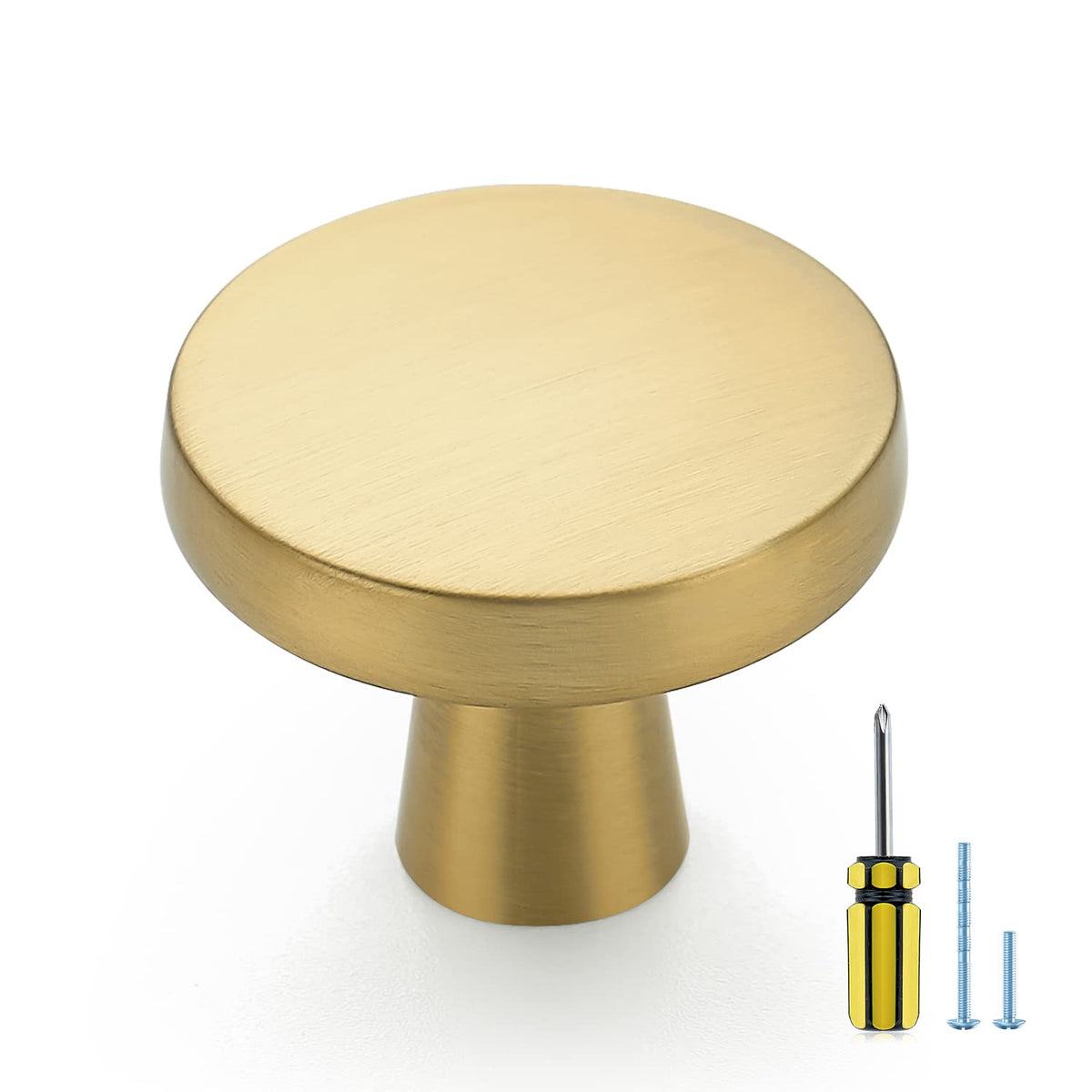 Ravinte 30 Pack Solid Knobs Kitchen Cabinet Round Pulls Dresser Handles Gold Cupboard Hardware Brushed Brass Door Drawer Knobs