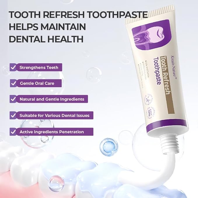 Kreain Nature Whitening Toothpaste, Fresh Breath Formula, Natural Oral Care & Enamel Repair, Helps Remove Coffee, Tea & Wine Stains, Fresh Minty Gel, 3.5 Oz Tube, 2 Pack