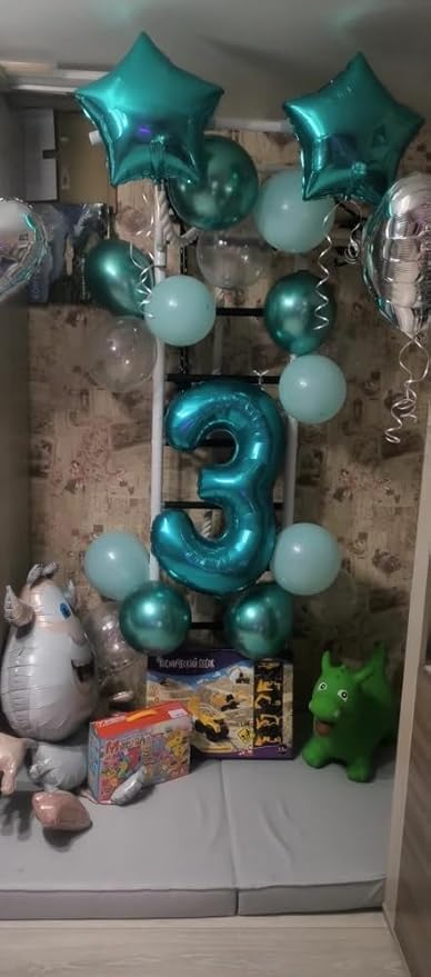Teal Number 3 Balloon 40 Inch, 3 Balloon Number, 3rd Birthday Decorations, Teal Party Supplies for Boys Girls