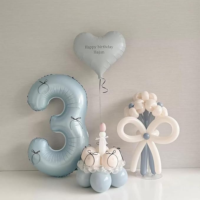 40 Inch Matte Blue 3 Number Balloons Light Blue Number 3 Foil Balloon Mylar Helium Balloon for Birthday Party Decoration Wedding Anniversary Supplies (Number 3)