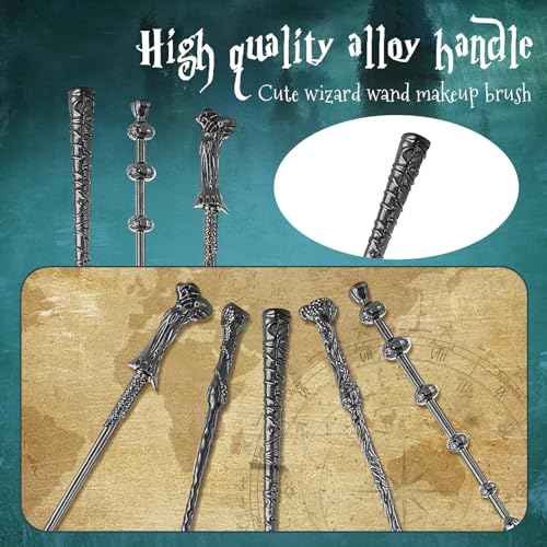 Wi-zard Wand Makeup Brushes Set, Potter Make Up Brush Set for Women Girls 5pcS£¬Best Harry Gifts for kids(Silver)