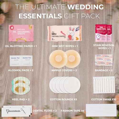Bridal Emergency Kit for Wedding Day, Wedding Essentials Survival Set for Team Bride, Must-Have 30+ Essentials Travel Kit with Makeup Bag