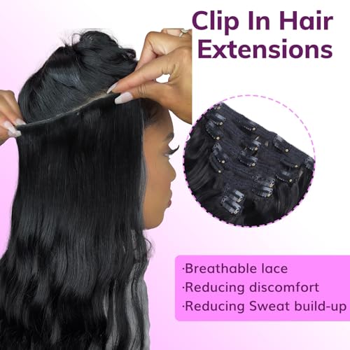 IDN BEAUTY Clip In Hair Extensions Real Human Hair, Straight 20 Inch 120g 7pcs Natural Black Real Virgin Human Hair Clip Ins Real Human Hair Black Women Thick Human Hair Clip In