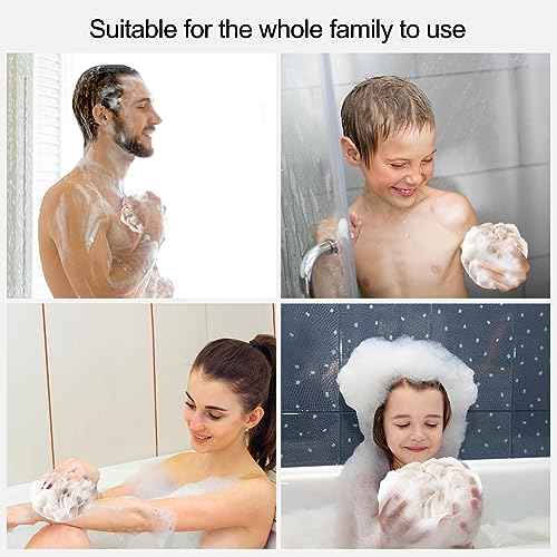 Fishent Bath Loofah Sponge, 3 Pack loofahs Exfoliating Body Scrubber, 60g Soft Mesh Pouf Shower Puffs, Loofa for Women and Men