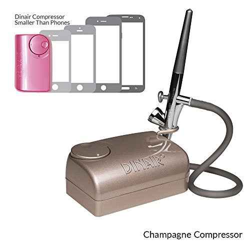 Dinair Airbrush Makeup Professional Natural Look Summer Kit | FAIR Shades | 10pc Make-up Set | Multi-Purpose for Foundation, Blush, Shimmer, Concealer, Eyeliner | Plus Shadow/Brow Stencils
