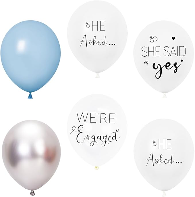Engagement Party Balloons HE ASKED,SHE SAID Yes WE'RE ENGAGED Balloons Blue Latex Balloon for Bridal Shower Engagement Bachelorette Wedding Party Decoration