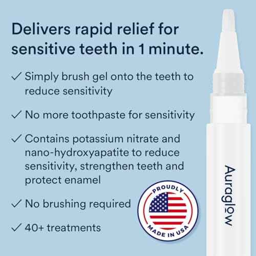 Auraglow Sensitive Teeth Relief Serum Gel, Reduces Tooth Sensitivity with Potassium Nitrate and Nano Hydroxyapatite, Remineralization Gel, Strengthens Teeth & Protects Enamel, 40+ Treatments, 4ml