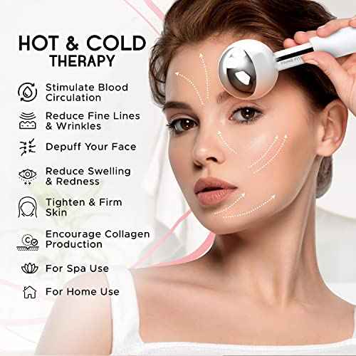 Ice Globes for Facials | Unbreakable Steel Cooling Roller | Cryo Sticks for Face | Massager for Face Neck & Eyes | Skin Care for Dark Circles, Puffiness, Wrinkles, Collagen Production (White)