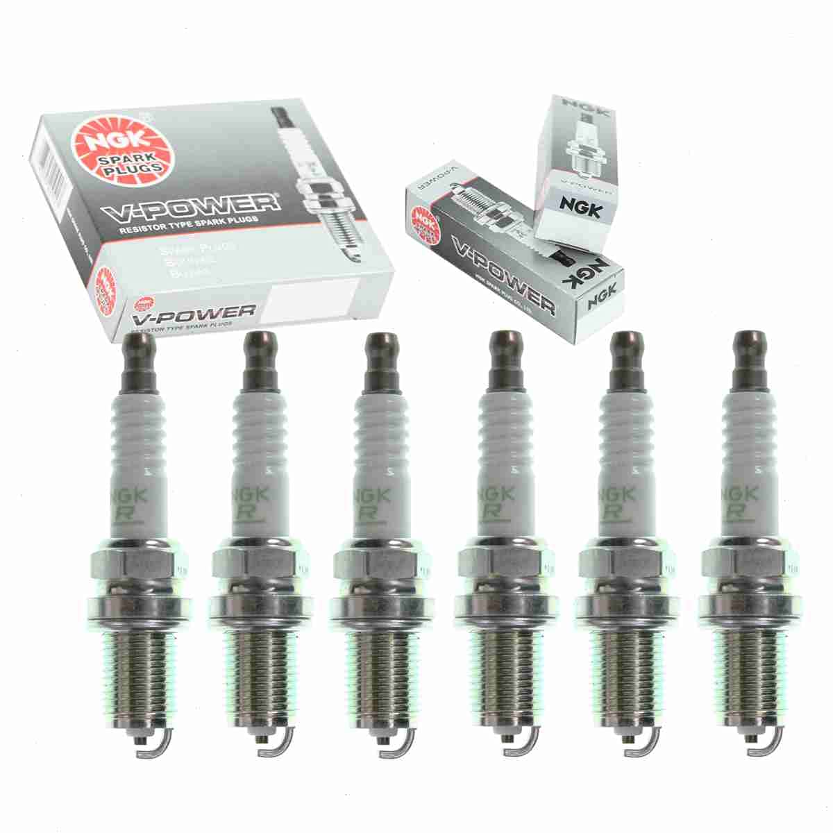 6 pc NGK V-Power Spark Plugs compatible with BMW 325i 2.5L L6 1992-2005
