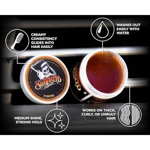 Suavecito Pomade Firme (Strong) Hold - Strong Hold Hair Pomade For Men - Medium Shine Water Based Flake Free Hair Gel - Easy To Wash Out - All Day Hold For All Hair Styles