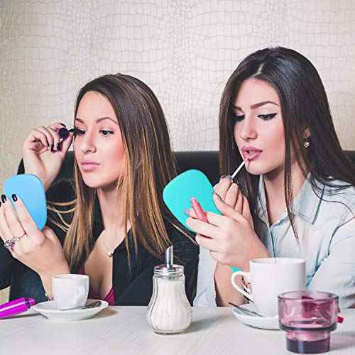 Jetec 8 Pcs Small Handheld Hand Mirror Compact Travel Makeup Mirror Handheld Cosmetic Personal Portable Vanity Glass 3.15 x 7.09 Inch (Blue,Green,Pink,Purple)
