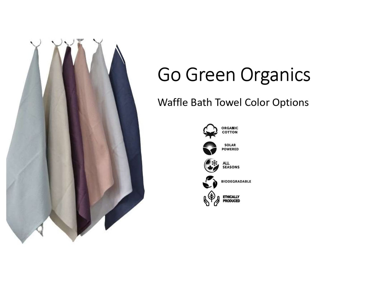 GO GREEN ORGANICS, Waffle Bath Towel Pack of 2, 30.5x58 INCHES, Natural Organic Cotton, GOTS Certified (Pearl Blush) Super ABSORBANT & Quick Dry, NO SOFTENERS, Environment Friendly