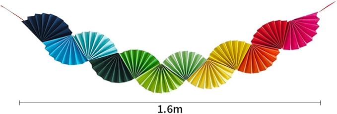 Rainbow Paper Fan Garland - Paper Fan Garland Party Decorations - Perfect for Birthday Parties, Holiday Decorations, Family Gatherings, Weddings and More(Rainbow)