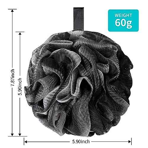 Bath Loofah Shower Sponge Body Back Scrubber Soft Mesh Shower Puffs Exfoliating Loofa for Women & Men Bath Accessories Cleaning Tool (Pack of 4 60G Loofah, Dark Elf)
