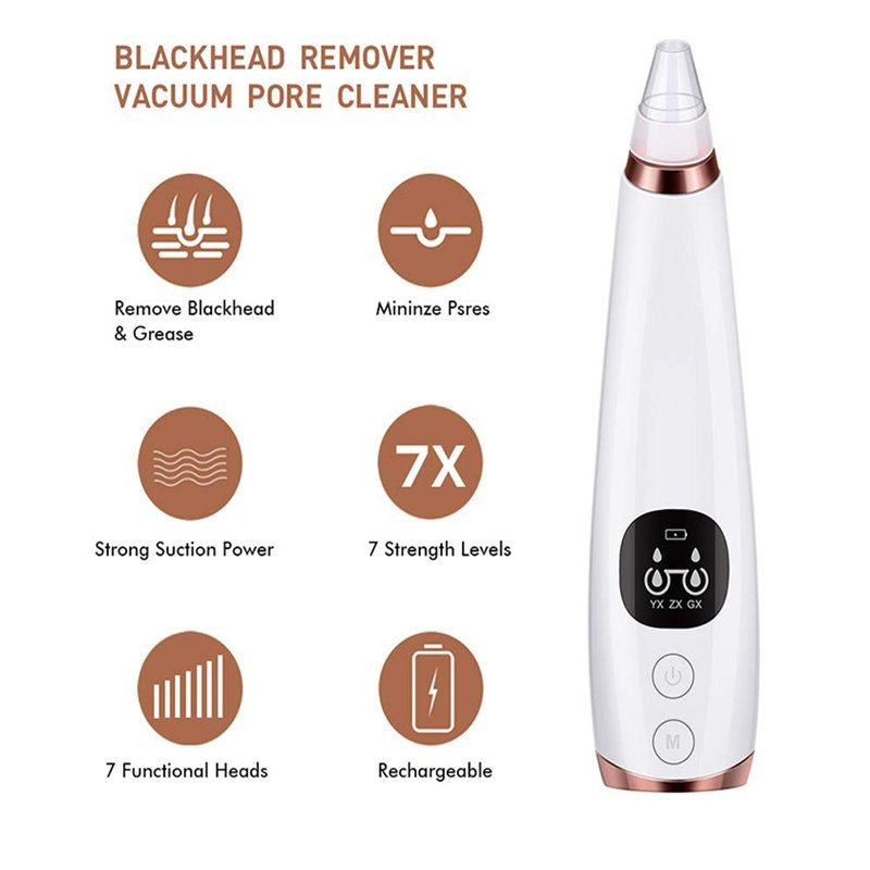 Blackhead Remover Pore Vacuum Tool Kit - 6 Suction Heads, 3 Modes, Pore Cleansing Blackhead Vacuum,Ideal for Men and Women