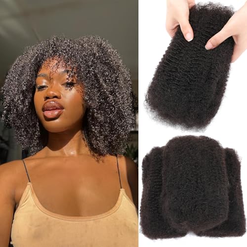 Afro Kinkys Bulk Human Hair for Draedlock Extensions Repair Locs Afro kinkyhair For Braiding Twist Braids Afro Human Hair (Natural Black, 18 Inch (Pack of 3))