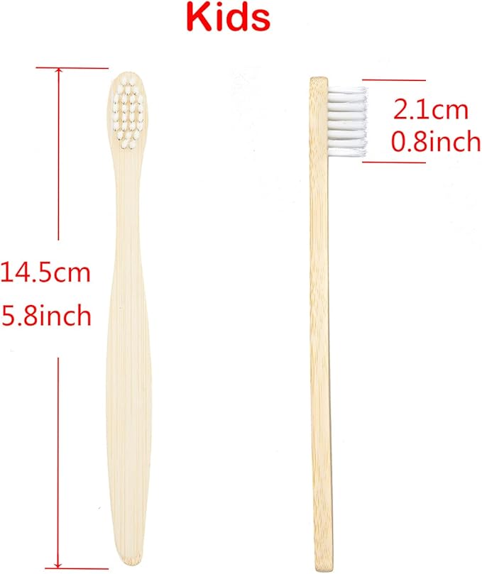 SEVENHEAD 10 PCS Kids Bamboo Toothbrushes Soft Bristles Wooden Toothbrushes, Natural Biodegradable BPA Free Eco Friendly Toothbrushes White